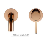 Robinet mural pour lavabo en laiton finition or rosé avec double commande