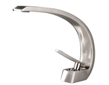 Robinet de lavabo incurvé moderne en laiton avec mitigeur eau chaude et froide