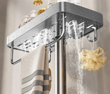 Étagère de Douche en Aluminium Sans Perçage avec Barre Porte-Serviette – Organisateur Double Niveau | Résistant à la Rouille
