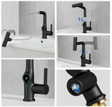 Robinet de lavabo cascade avec affichage numérique de température et bec réglable