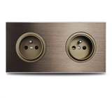 Prise Murale Aluminium Brossé Marron Multiport Élégance – Prise Schuko avec USB et RJ45 | Installation Encastrée | Connectivité Moderne