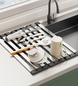FlexiRack – Égouttoir Extensible et Pliable en Acier Inoxydable 304 pour Évier de Cuisine