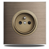 Prise Murale Aluminium Brossé Marron Multiport Élégance – Prise Schuko avec USB et RJ45 | Installation Encastrée | Connectivité Moderne
