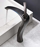 Robinet de lavabo en laiton chromé brillant avec mitigeur eau chaude et froide et cartouche anti-fuite