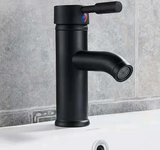 Robinet de lavabo noir mat en acier inoxydable avec mitigeur eau chaude et froide