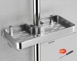 Étagère de Douche en Aluminium Sans Perçage avec Barre Porte-Serviette – Organisateur Double Niveau | Résistant à la Rouille