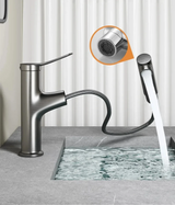 Robinet de lavabo avec bec extractible et fonction de rinçage buccal – Mitigeur eau chaude et froide