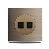 Prise Murale Aluminium Brossé Marron Multiport Élégance – Prise Schuko avec USB et RJ45 | Installation Encastrée | Connectivité Moderne