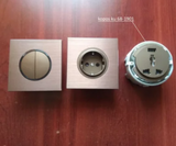 Prise Murale Aluminium Brossé Marron Multiport Élégance – Prise Schuko avec USB et RJ45 | Installation Encastrée | Connectivité Moderne