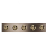 Prise Murale Aluminium Brossé Marron Multiport Élégance – Prise Schuko avec USB et RJ45 | Installation Encastrée | Connectivité Moderne