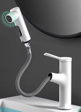 Robinet de lavabo avec bec extractible et fonction de rinçage buccal – Mitigeur eau chaude et froide