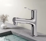 Robinet de lavabo avec bec extractible et fonction de rinçage buccal – Mitigeur eau chaude et froide