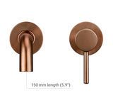 Robinet mural pour lavabo en laiton finition or rosé avec double commande