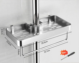 Étagère de Douche en Aluminium Sans Perçage avec Barre Porte-Serviette – Organisateur Double Niveau | Résistant à la Rouille