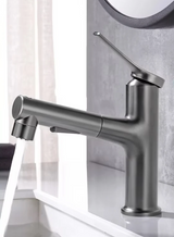 Robinet de lavabo avec bec extractible et fonction de rinçage buccal – Mitigeur eau chaude et froide
