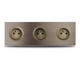 Prise Murale Aluminium Brossé Marron Multiport Élégance – Prise Schuko avec USB et RJ45 | Installation Encastrée | Connectivité Moderne