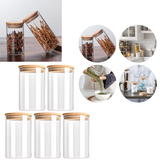 Ensemble de Bocaux Alimentaires en Verre avec Couvercles en Bois – Conservation Hermétique | Rangement Cuisine Moderne
