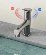 Robinet de lavabo avec bec extractible et fonction de rinçage buccal – Mitigeur eau chaude et froide