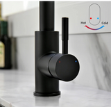 Robinet de cuisine extensible argenté avec mitigeur eau chaude et froide
