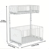 Organisateur Coulissant Cuisine Double Niveau Acier Premium – Rangement Sous Évier Ajustable | Panier Extractible | Support Épices Gain de Place
