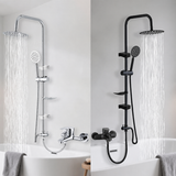 Ensemble de douche pluie avec mitigeur et douchette – système pour baignoire en acier inoxydable finition noire ou chromée