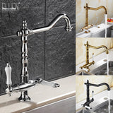 Mitigeur de Cuisine Bronze à Double Levier – Eau Chaude & Froide