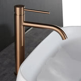 Mitigeur Lavabo Haut de Gamme – Robinet Monotrou en Or Rose Brossé avec Levier Unique
