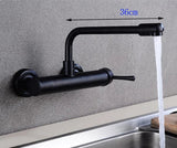 Robinet Mural AquaTurn Noir – Mitigeur Cuisine Pivotant 360° avec Eau Chaude & Froide