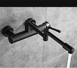 Robinet Mural AquaTurn Noir – Mitigeur Cuisine Pivotant 360° avec Eau Chaude & Froide