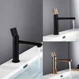 Robinet de lavabo design avec poignée texturée en noir et or rose