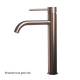 Mitigeur Lavabo Haut de Gamme – Robinet Monotrou en Or Rose Brossé avec Levier Unique