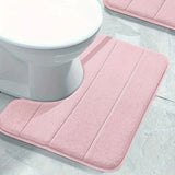 Tapis de Salle de Bain U-Shape SoftStripe – Doux, Antidérapant & Séchage Rapide