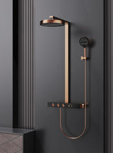 Colonne de douche thermostatique encastrée en laiton – Ensemble haut de gamme avec pomme de douche effet pluie