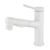Mitigeur de Lavabo Extractible Blanc en Laiton Brossé avec Douchette Intégrée