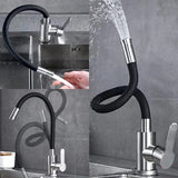 Robinet de Cuisine Flexible Noir en Acier Inoxydable avec Douchette à Deux Jets
