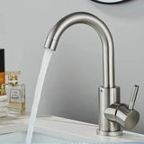 Robinet de lavabo en acier inoxydable avec mitigeur eau chaude et froide finition noire ou brossée