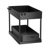 Organisateur Coulissant Sous Évier Multifonction ABS Premium – Panier de Rangement avec Crochets | Tiroirs Extractibles | Gain de Place Cuisine et Salle de Bain