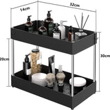 Organisateur Coulissant Sous Évier Multifonction ABS Premium – Panier de Rangement avec Crochets | Tiroirs Extractibles | Gain de Place Cuisine et Salle de Bain