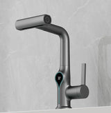 Robinet de lavabo cascade avec affichage numérique de température et bec réglable