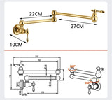 LuxiFill – Robinet Mural Pot Filler en Laiton Doré Pliable et Rotatif