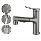 Mitigeur de Lavabo Extractible Blanc en Laiton Brossé avec Douchette Intégrée