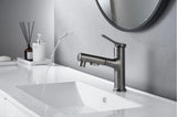 Mitigeur de Lavabo Extractible Blanc en Laiton Brossé avec Douchette Intégrée