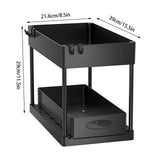 Organisateur Coulissant Sous Évier Multifonction ABS Premium – Panier de Rangement avec Crochets | Tiroirs Extractibles | Gain de Place Cuisine et Salle de Bain