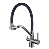 Robinet de Cuisine Filtrant Pivotant à 360° avec Double Commande Eau Pure et Mitigée