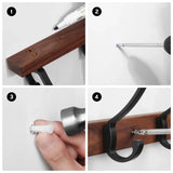 Porte-Manteaux Mural en Bois Noir – Patère Design Moderne à 5 Crochets