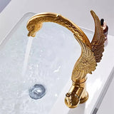 Robinet de lavabo en laiton avec bec en forme de cygne et effet cascade