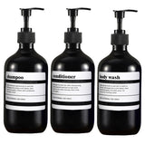 AmberGlow Trio – Set de Distributeurs Rechargeables 500 ml pour Shampooing, Gel Douche et Savon