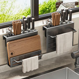 Support Mural pour Couteaux avec Rangement Planche à Découper – Étagère de Cuisine en Acier Inoxydable