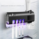 PureDent Porte-Brosses à Dents UV Solaire avec Distributeur de Dentifrice