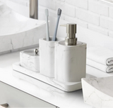 MarbleLux – Set de Salle de Bain 4 Pièces en Résine Effet Marbre